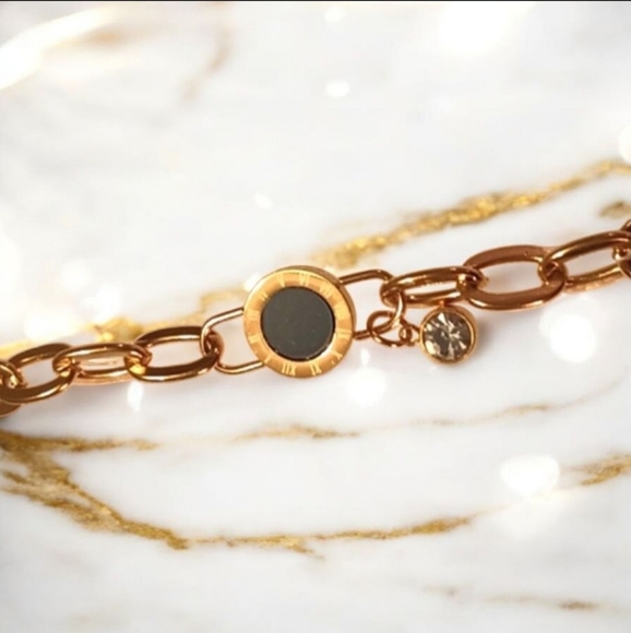 Chain Bracelet with Black Accent Gem - Picture 3 of 6